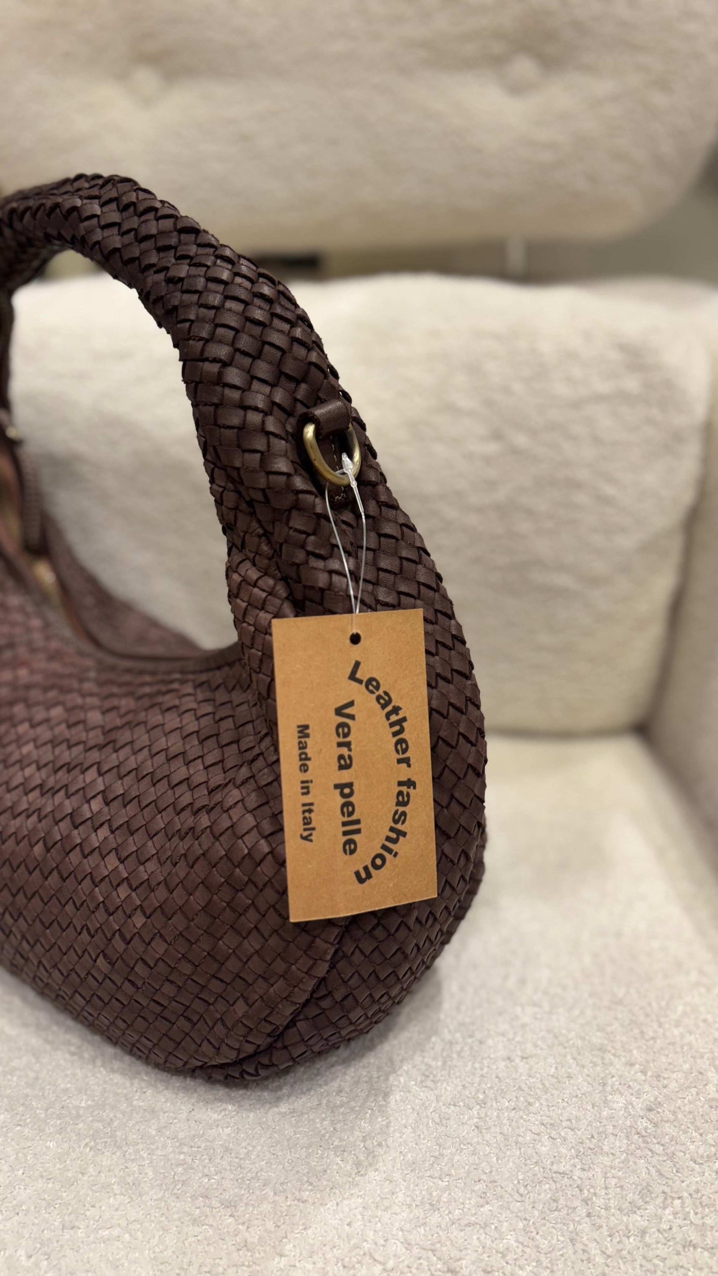 Borsa in pelle intrecciata